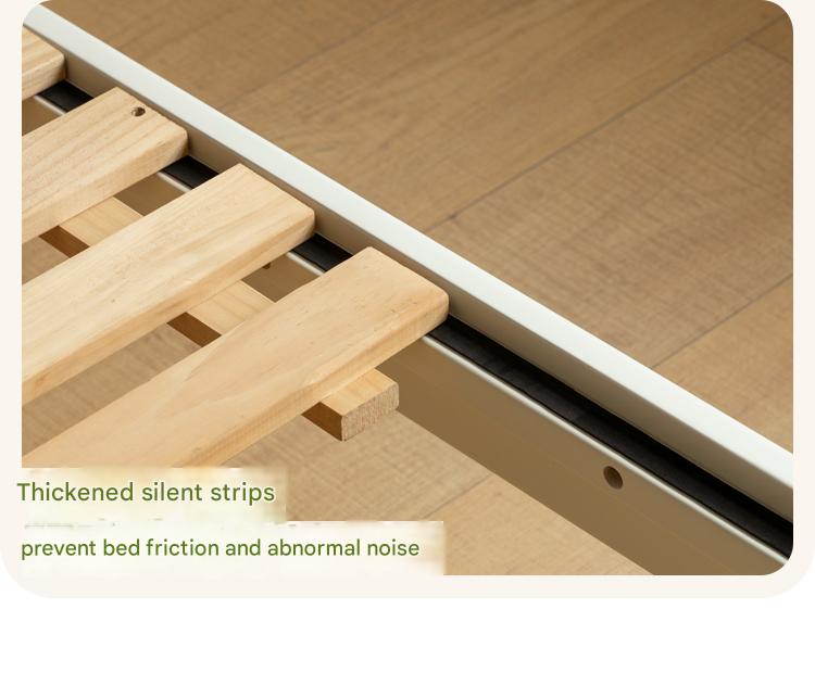 Rubber Solid Wood Cream Style Single Bed.