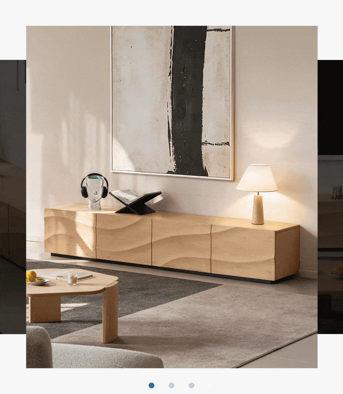 North American Hard Maple Solid Wood TV Cabinet with Modern Minimalist Design and Large Capacity