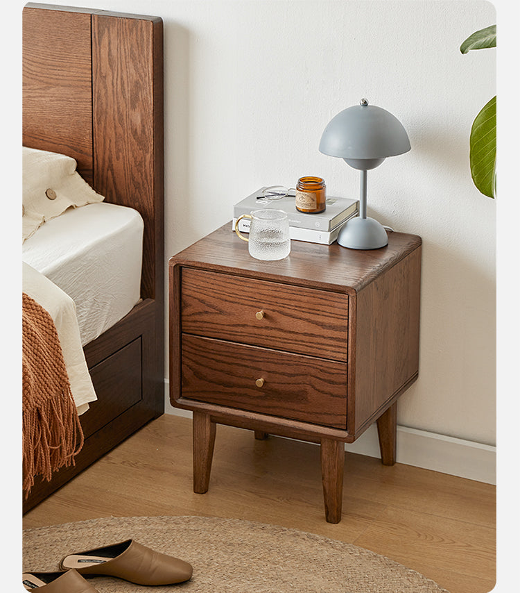 Oak Solid Wood Nordic Nightstand.