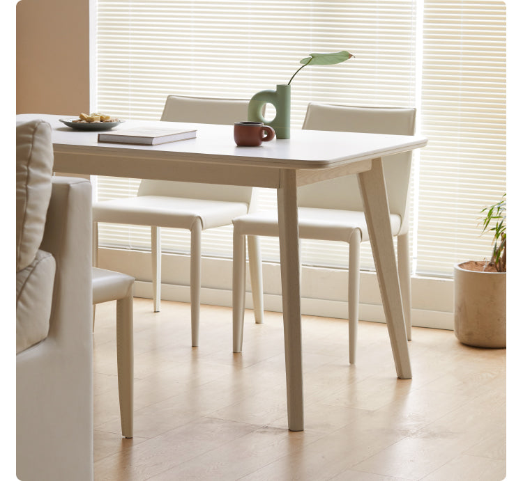 Birch Solid Wood Slate Cream Wind White Dining Table