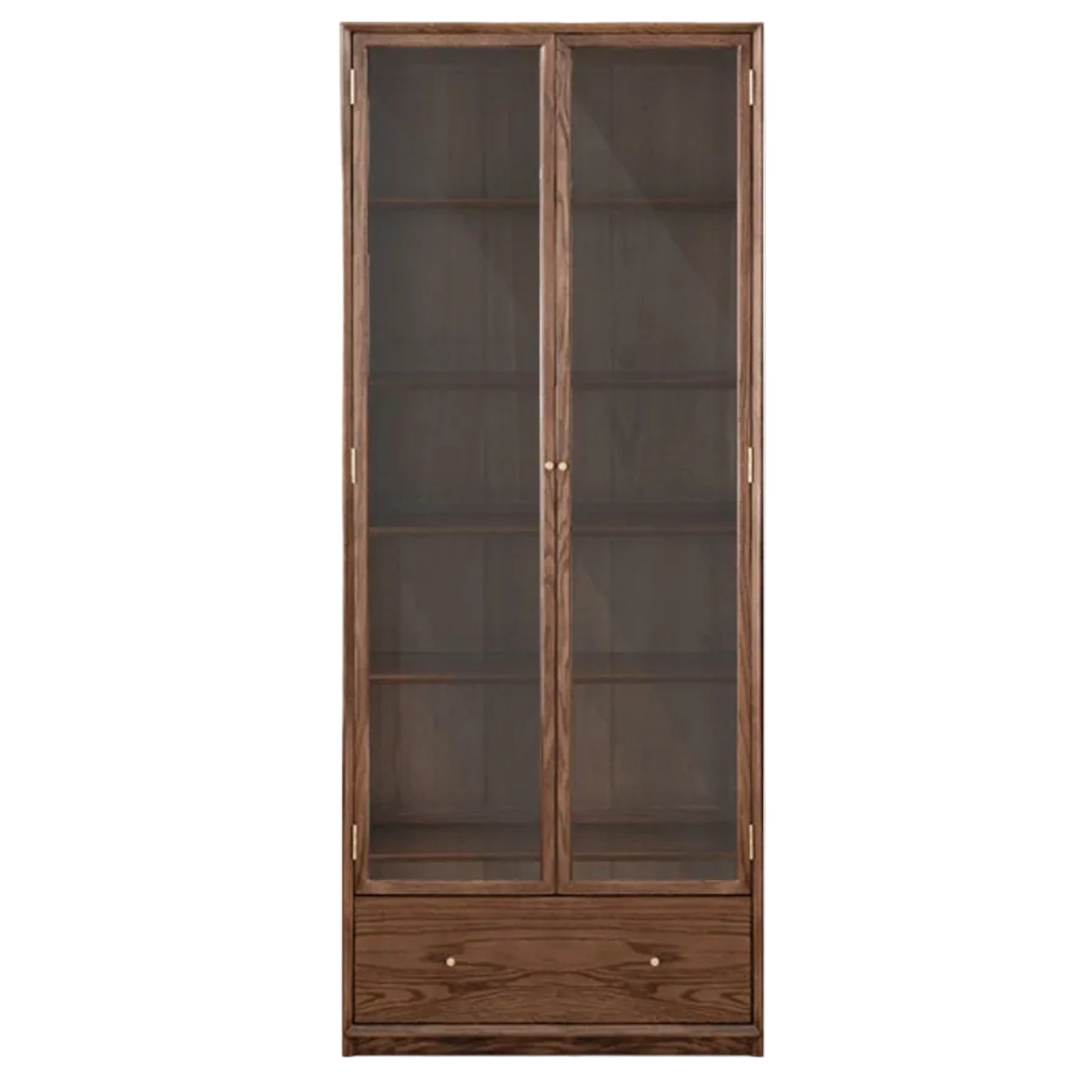 Oak, Ash Solid Wood Modular Bookcase with Glass Doors
