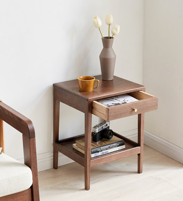 Black Walnut, Solid Rubberwood, Oak Solid Wood Side Table