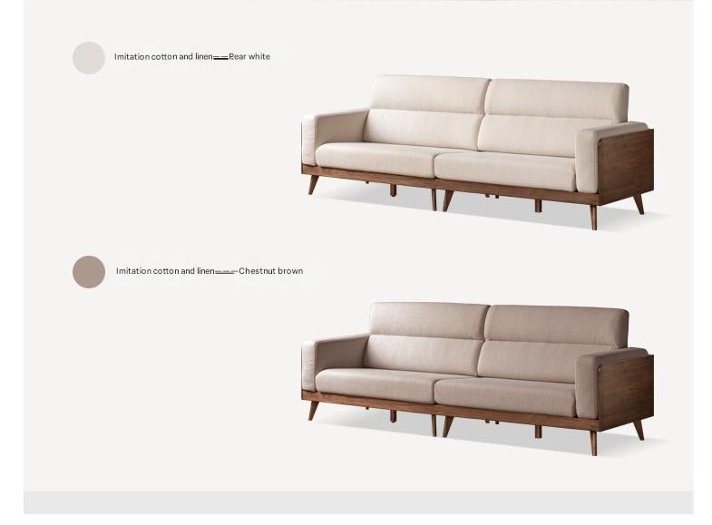 Black Walnut, Oak, Ash Solid Wood fabric sofa high back