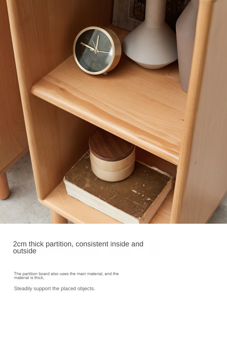 Beech Solid Wood Small Bookshelf Side Cabinet.