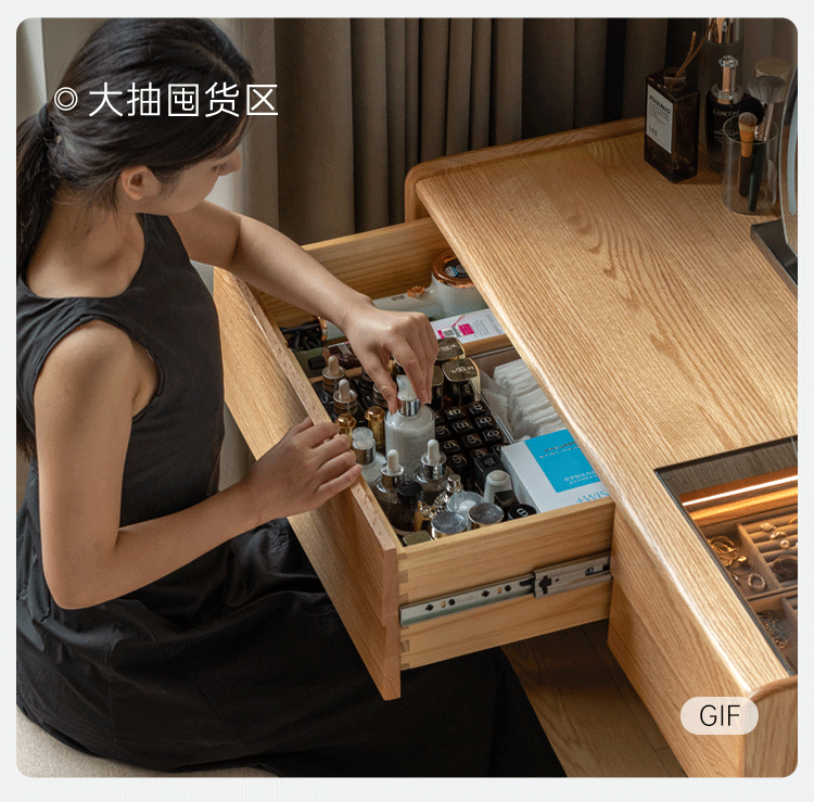 Oak Solid Wood Modern Minimalist Multifunctional Dressing Table