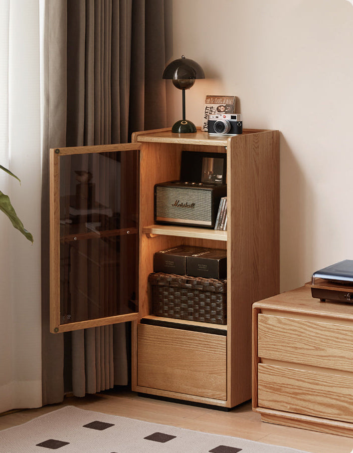 Oak Solid Wood Modern Side Cabinet.
