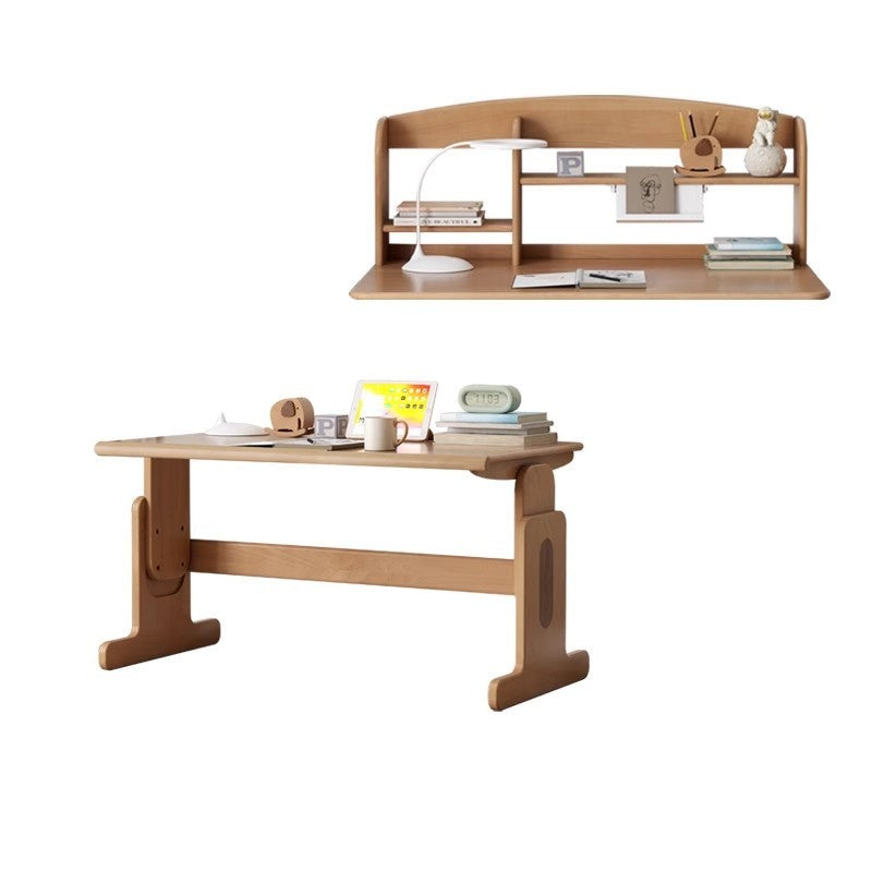 Beech Solid Wood Lifting Desk Bookshelf Combination