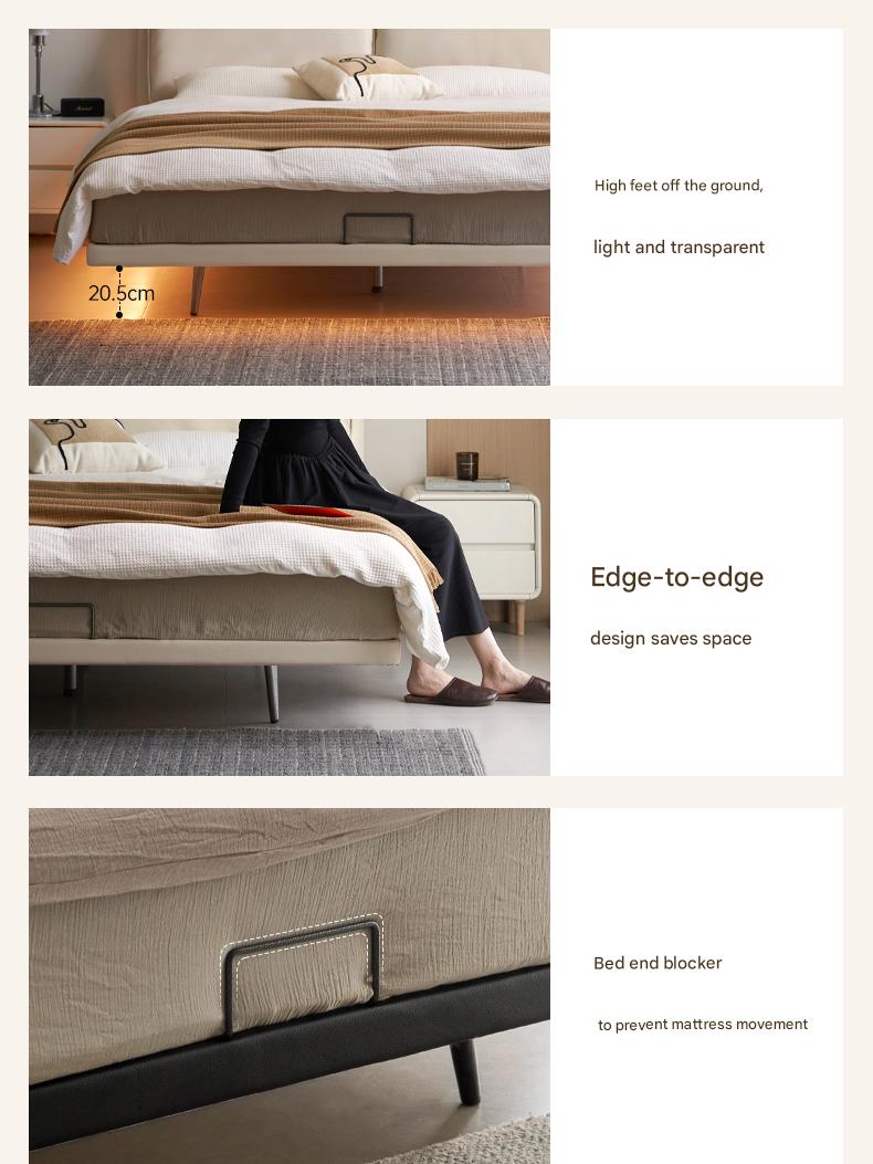 Suspension Technology Fabric Bed,Leather Bed with Light
