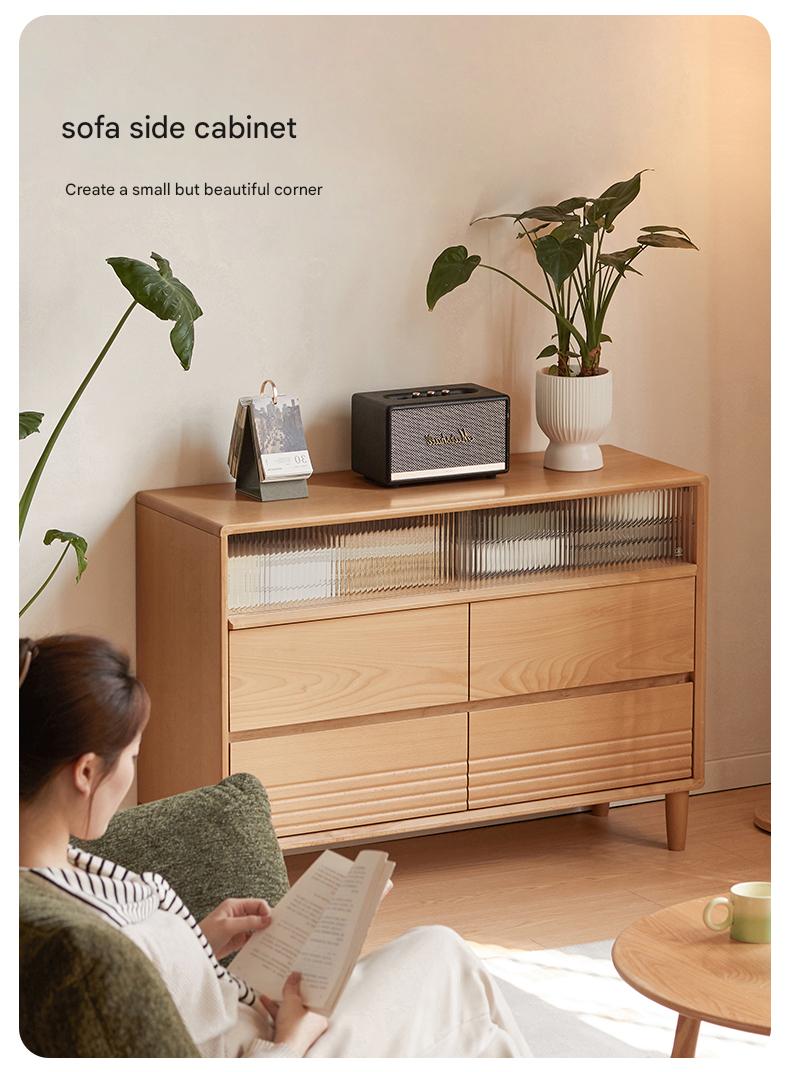 Beech Solid Wood L-Shaped Corner Storage Cabinet, Dressing table.