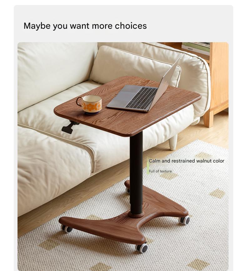 Oak, Ash Solid Wood Standing Desk Lifting Movable Side Table