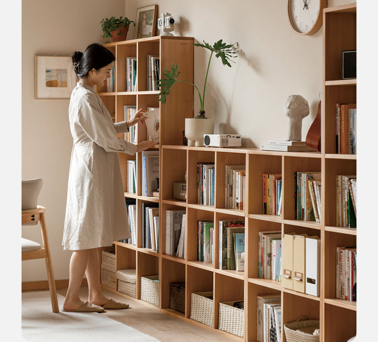 Beech, Oak Solid Wood Bookshelf Bookcase Free Combination