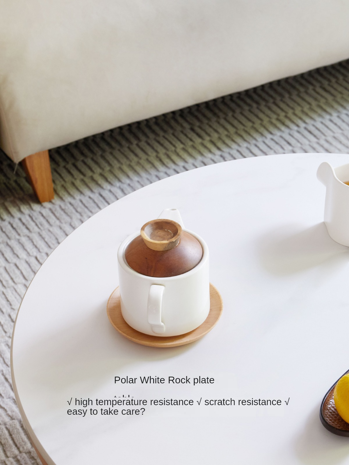 Beech Solid Wood Coffee Table Slate Side Table Combination