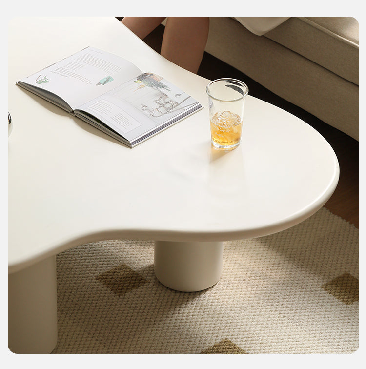 Rubber Solid Wood Creamy Cloud Coffee Table
