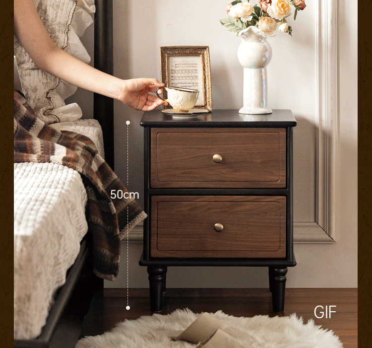 Oak Solid Wood American Retro Nightstand