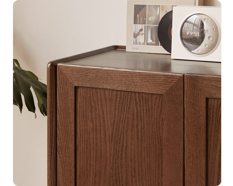 Oak Solid Wood, Solid Rubberwood Large Capacity Shoe Cabinet
