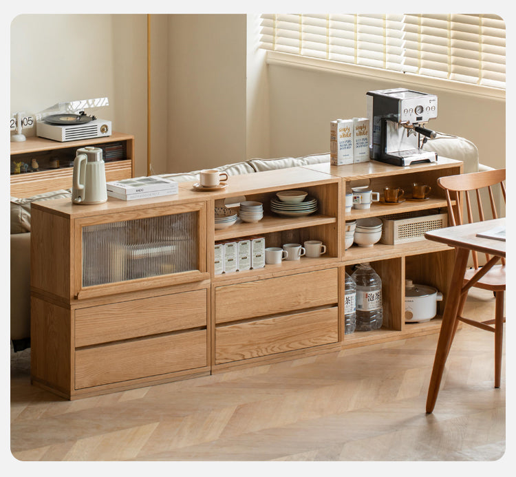 Oak, Ash Solid Wood TV Cabinet Modern Free Combination Storage Bookcases
