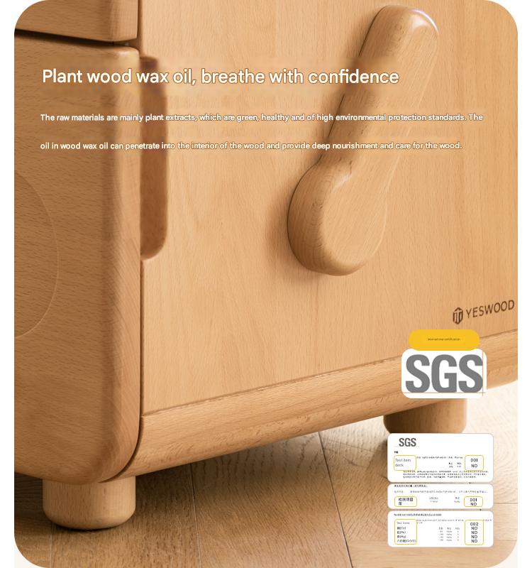 Oak Solid Wood Children's Cartoon Robot Nightstand