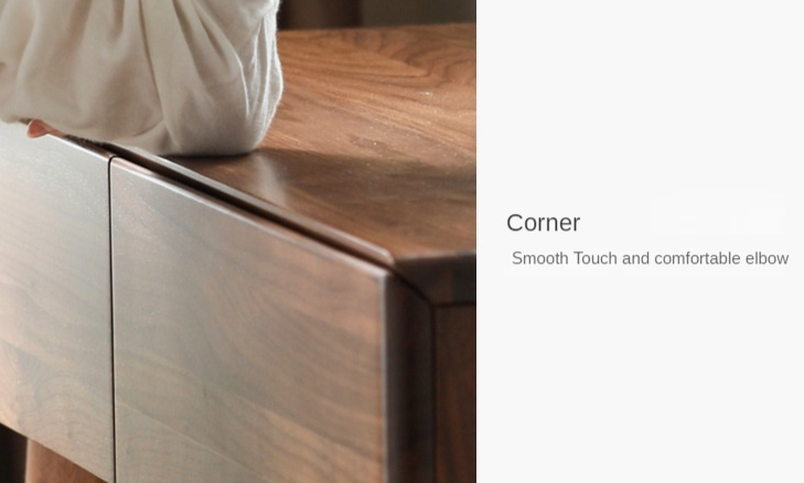 Black Walnut, Sandalwood Solid Wood Moon Makeup Mirror Vanity Table.