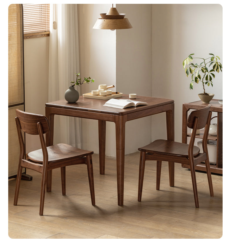 Black Walnut, Oak Solid Wood Square Rock Board Dining Table