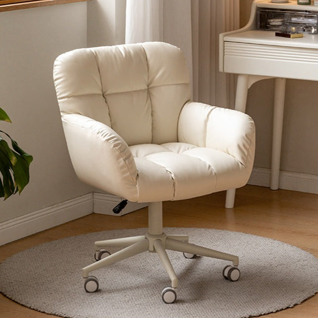 Organic Leather Cream Movable Makeup Chair
