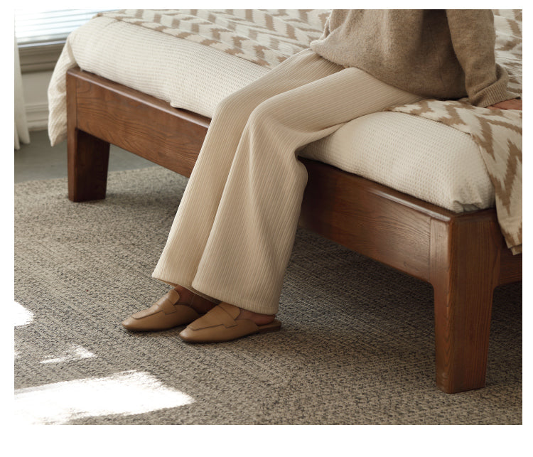 Ash, Oak Solid Wood Bed Nordic Modern Simple Bed