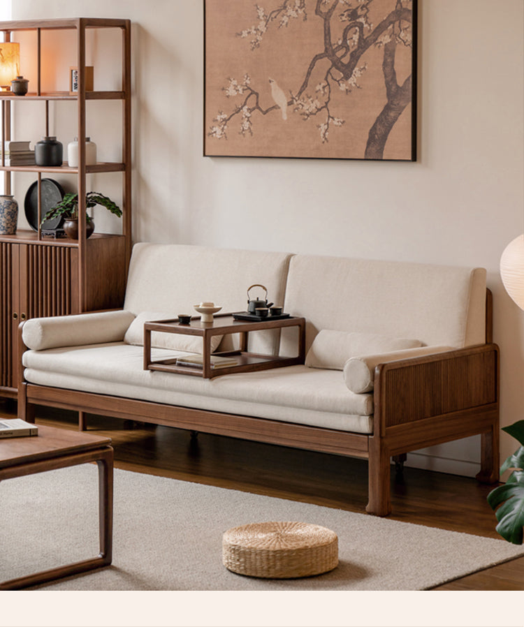 Black Walnut, Oak Solid Wood Foldable Sofa Bed.