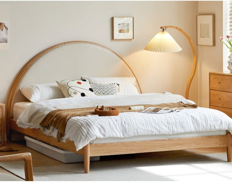 Oak Solid Wood Sunrise Bed Technology Cloth