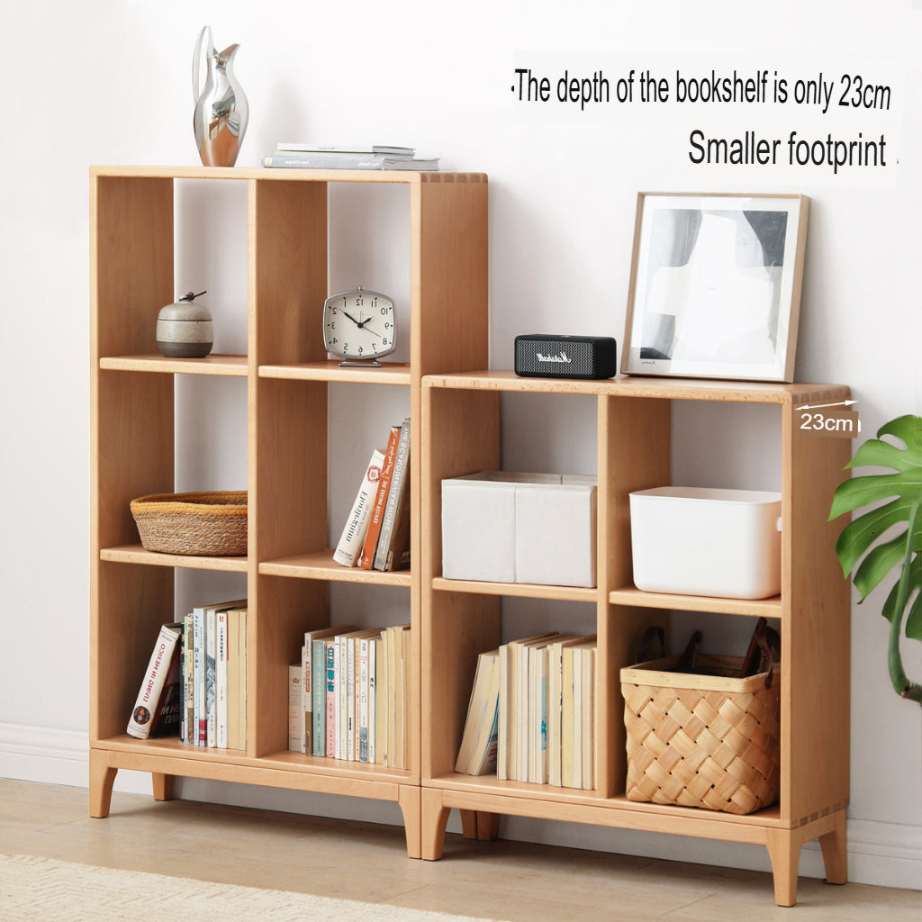 Beech Solid Wood Bookshelf, Nordic Display Rack