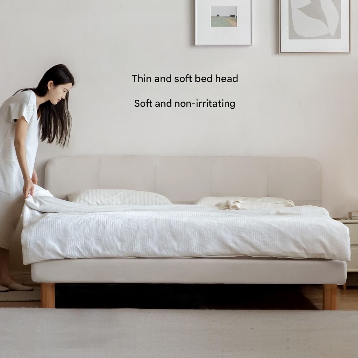 Fabric Nordic simple soft bed cream style