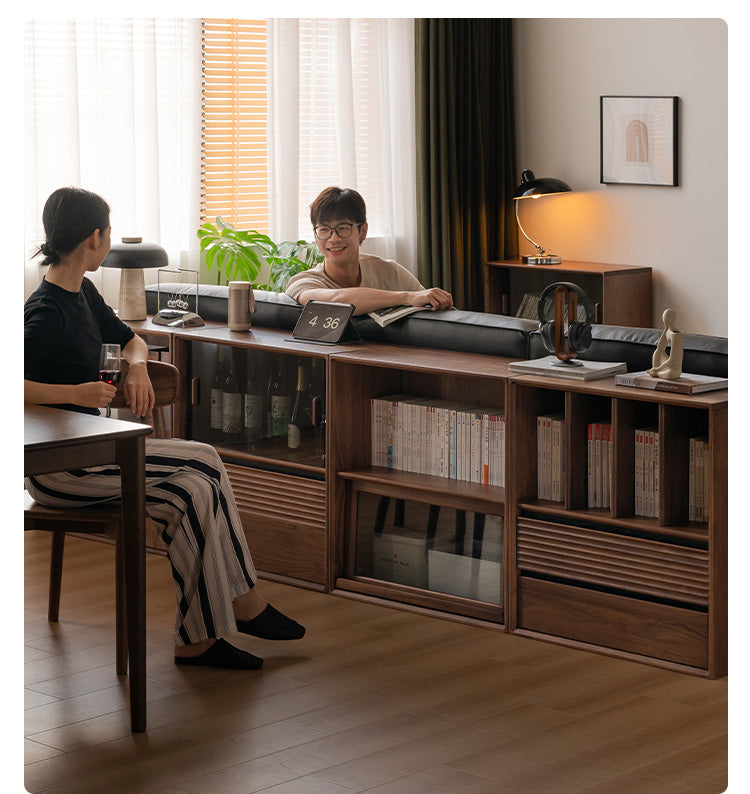 Sandalwood, Oak, Black Walnut Solid Wood Light Luxury Style Module Bookcase