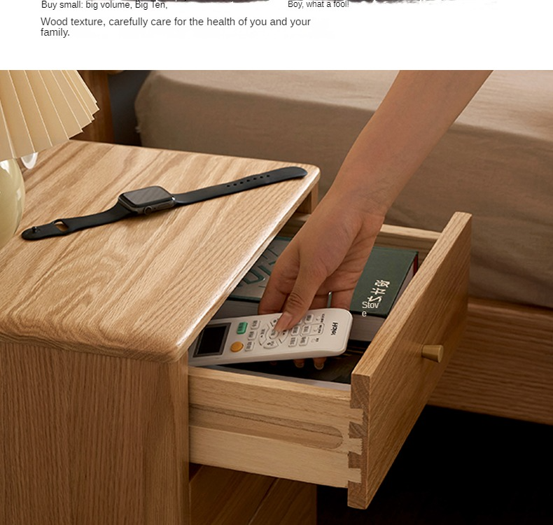 Solid RubberWood, Oak Solid Wood Modern Nightstand)