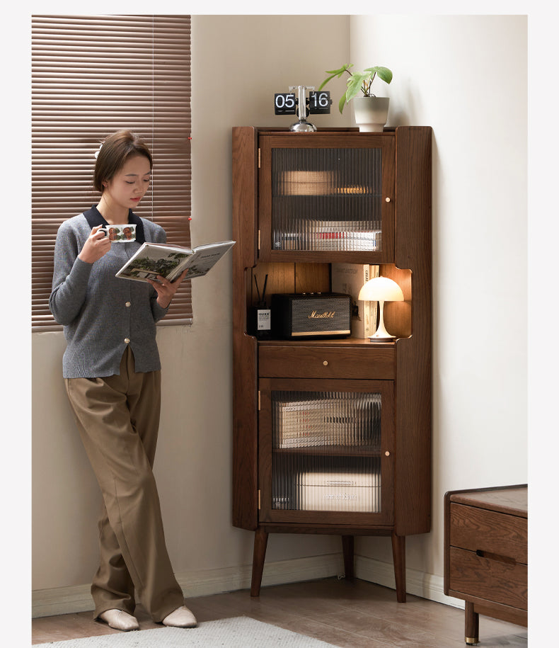 Oak Solid Wood Corner Side Cabinet