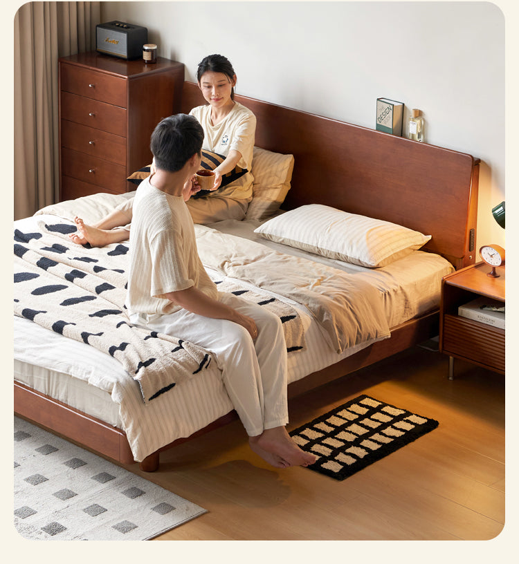 Rubber Solid Wood Antique color Bed
