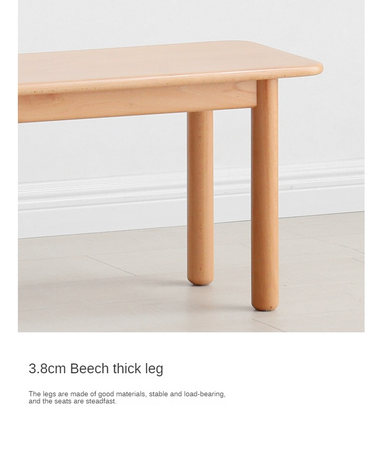 European Beech Wood Modern Long Bench