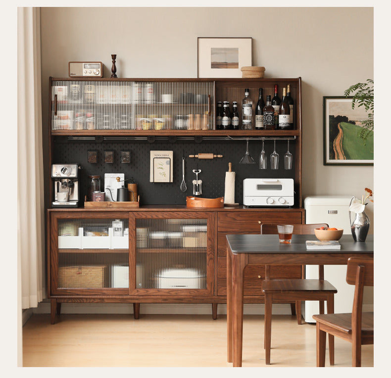 Solid Rubberwood, Oak Solid Wood Sideboard, Buffet Cabinet
