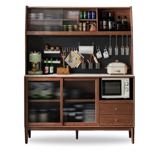 Ash Solid Wood Sideboard High Wine Cabinet Buffet