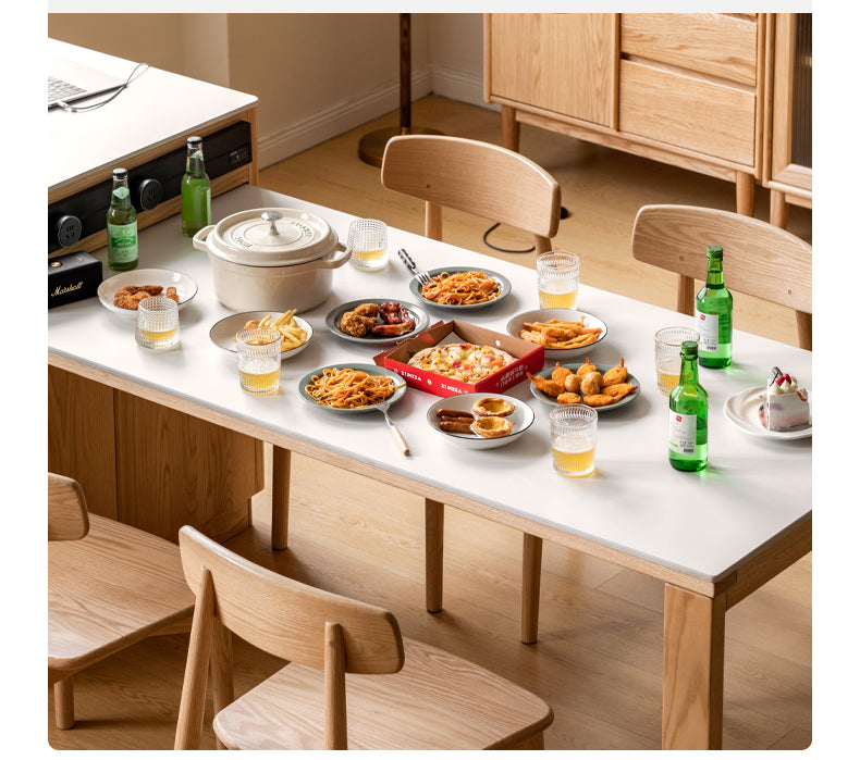 Oak Solid Wood Island + Table Integrated Retractable Rock Board
