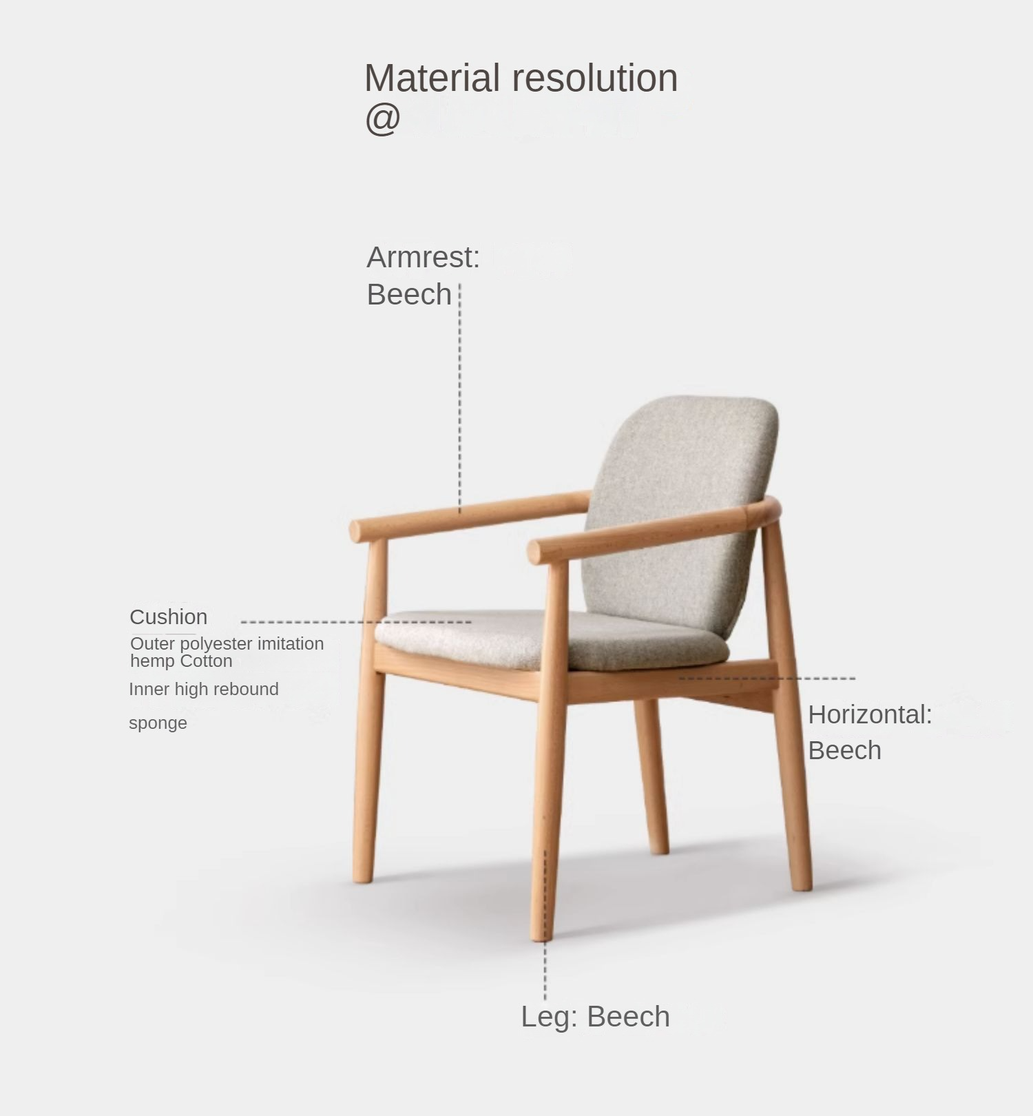 Beech Solid Wood Armchair Nordic)