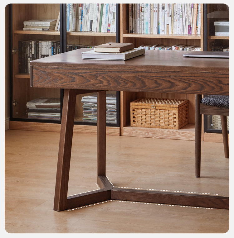 Black Walnut, Oak Solid Wood Italian Light Luxury Office Desk