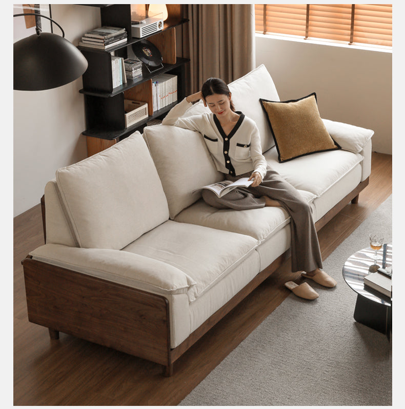 Black Walnut, Ash, Oak Solid Wood High Back Sofa.