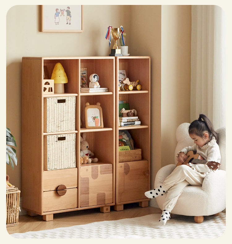 Beech Solid Wood Floor Children's Bookcase