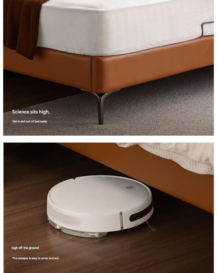 Genuine Leather Light Luxury Soft Leaning Bed