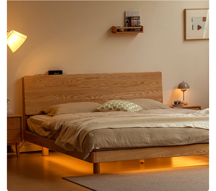 Oak Solid Wood Modern Suspension Bed