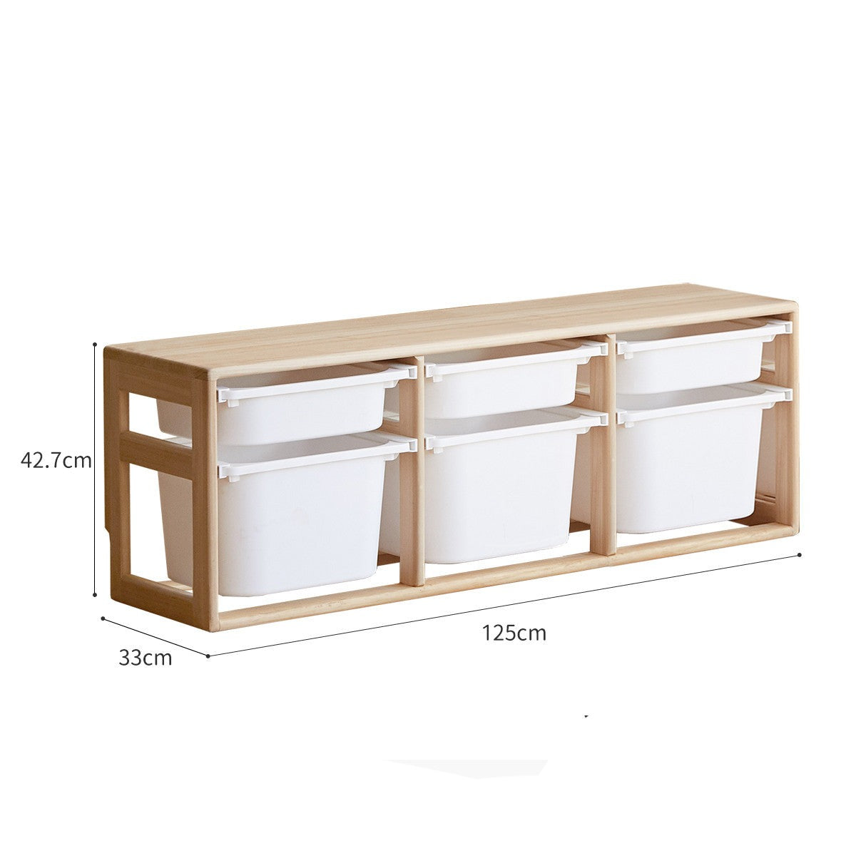 Poplar Solid Wood Children's Storage Rack Montessori Toy Storage