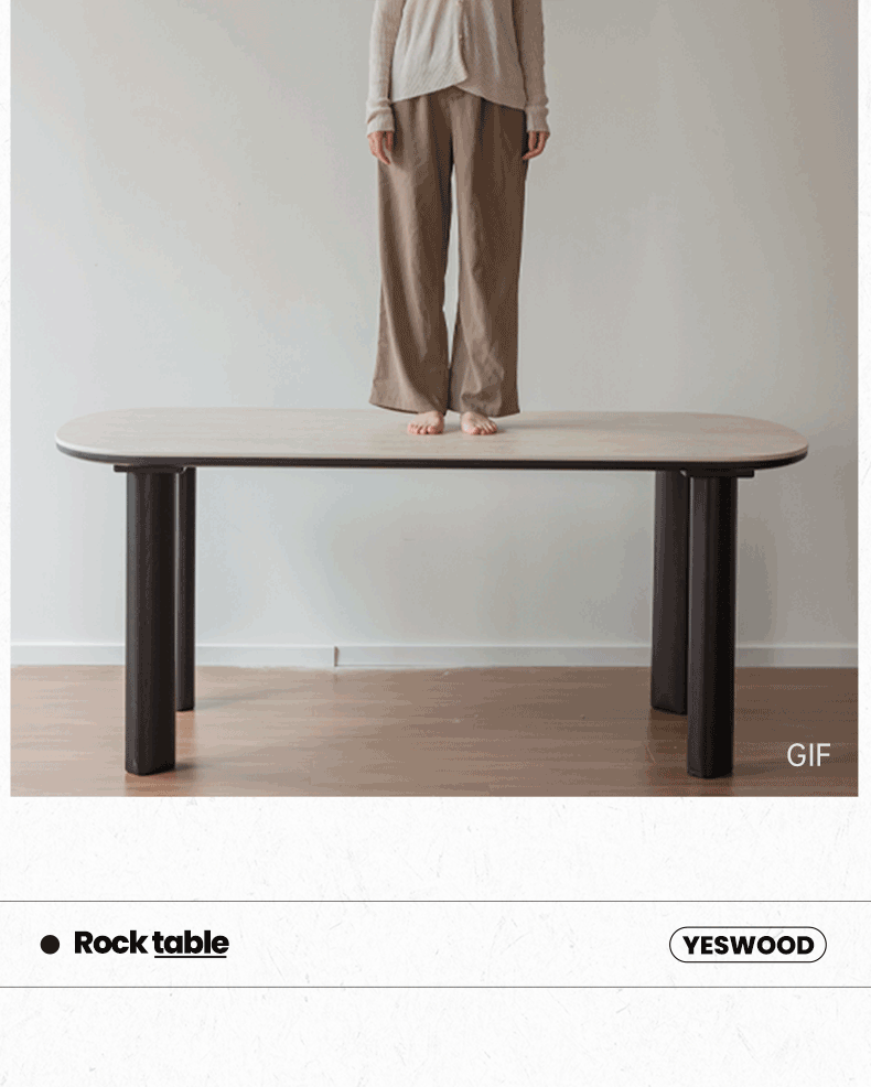 Solid Rubberwood travertine slate Dining Table