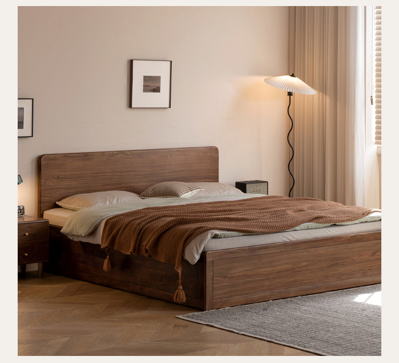 Black Walnut, Oak Solid Wood Bed Box Modern