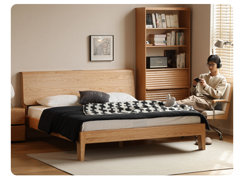 Oak Solid Wood Bed Nordic Modern