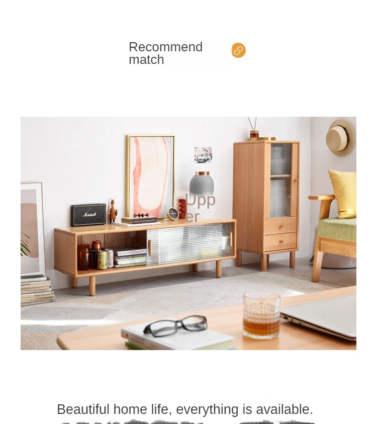 Beech Solid Wood TV Storage Cabinet.