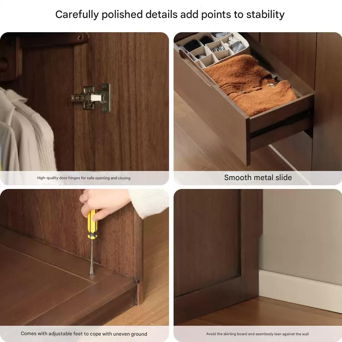 Sandalwood Solid Wood Modern Open Door Wardrobe.