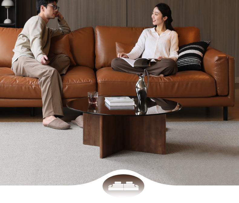 Leather Italian Minimalist Sofa.